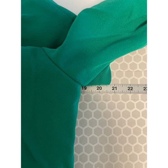 Vintage Caron Chicago Women Dress 10 Petite Green Embroidered Hem Formal 80s 90s - Picture 5 of 7